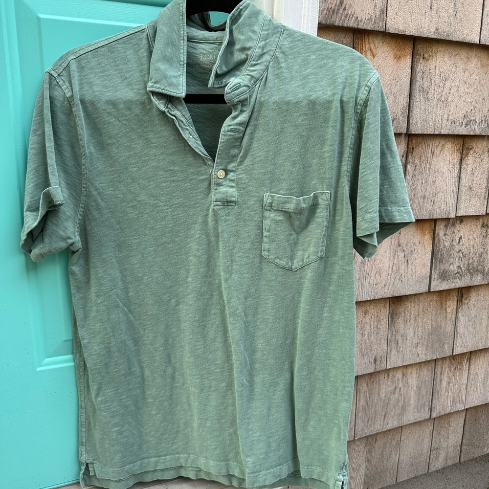 J. Crew Green Garment Dyed Polo Shirt